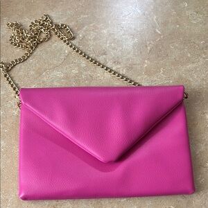 A New Day Pink and Gold Envelope Clutch with Chain